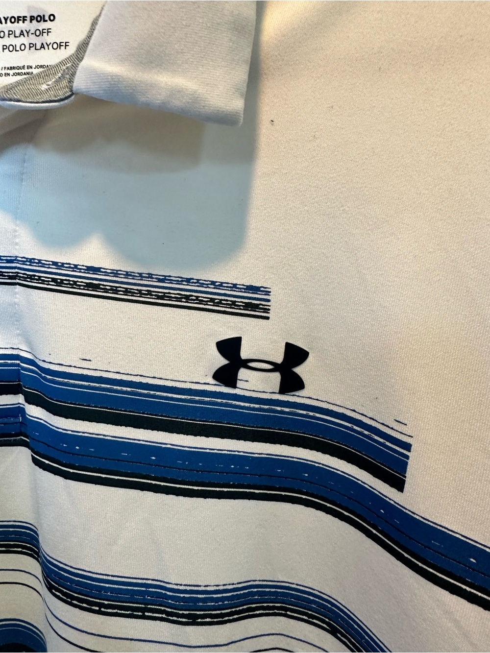Under Armour Playoff Polo 2.0 White Blue Graphic Stripes - Picture 4 of 8